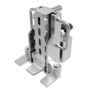 The ECO-Jack® EJ30-5S-CR is a stainless steel device with adjustable slots, handles, and a bolt-mounted base.