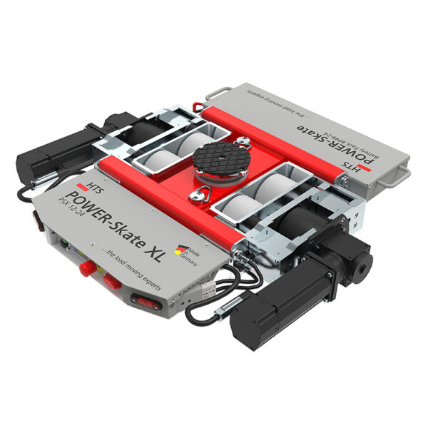 Rectangular POWER-Skate® PSX 12-24 machine with wheels, motors, cables, and a central rotating pad.