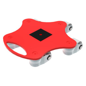 ROTO mini w/Nylon RMN11: Red star-shaped dolly with 4 swivel casters, black center, for moving heavy items.