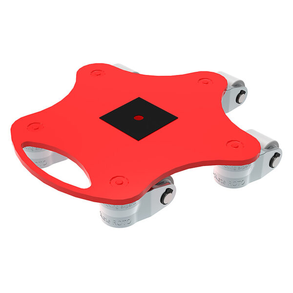 ROTO mini w/Nylon RMN11: Red star-shaped dolly with 4 swivel casters, black center, for moving heavy items.