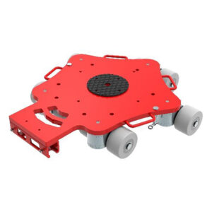 ECO-Skate® ROTOflex RFXN20: red dolly with 4 gray wheels and a central black rotating platform, angled view.