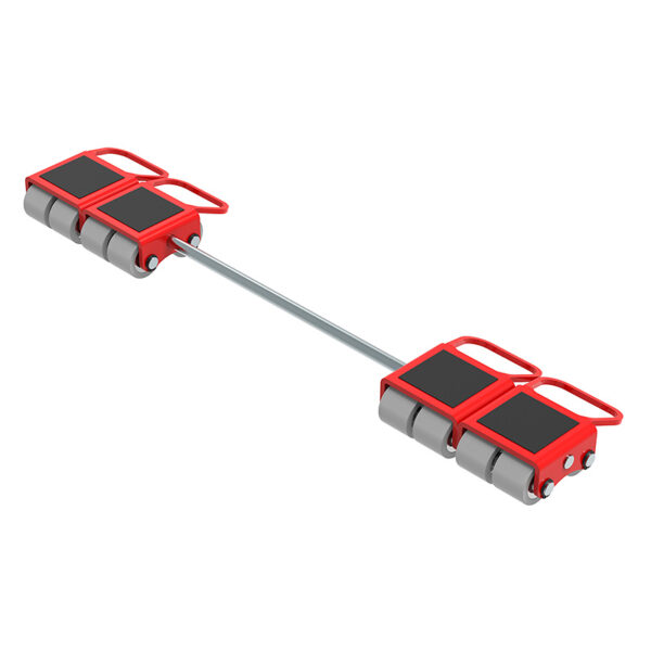 ECO-Skate® MINI MN50LS (Nylon Wheels): red/silver skate with 4 rollers, 2 handles per end, joined by a metal rod.