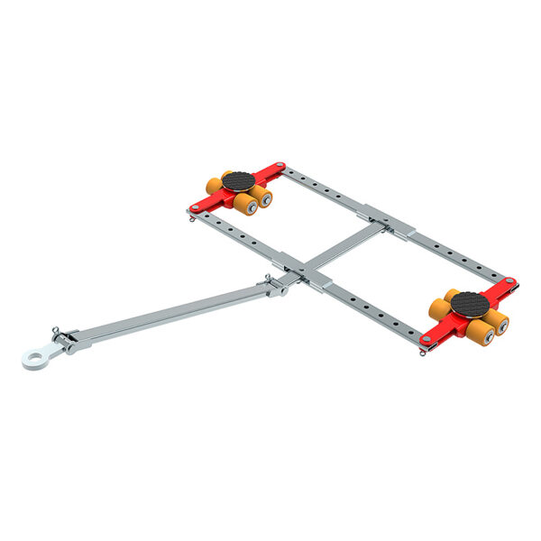 ECO-Skate® DUO i60D: Rectangular metal frame with four wheels and tow arm for moving heavy items.