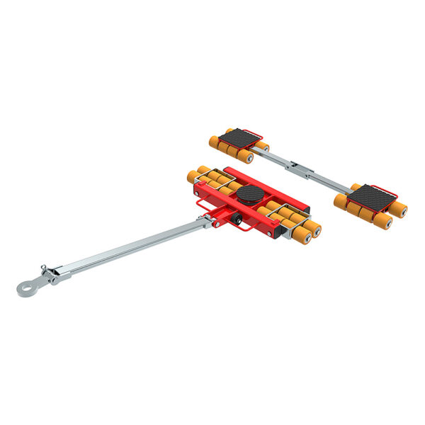 ECO-Skate® IDEAL i120LS: heavy-duty skate with yellow rollers, red frame, black grip pads, and long tow handle.