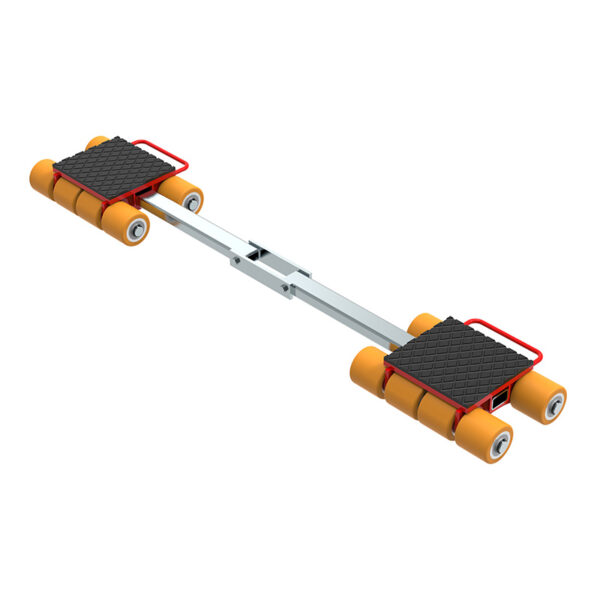 ECO-Skate® IDEAL i120LS with two platforms, orange rollers, metal bar, and black textured surfaces on white background.