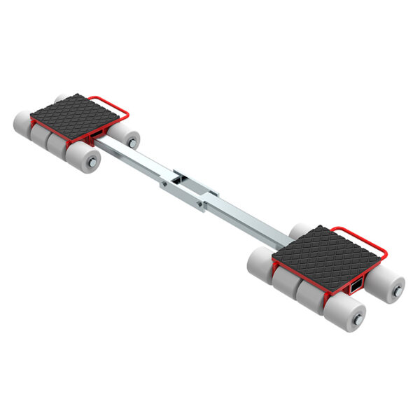 ECO-Skate® IDEAL iN160LS features two black textured platforms on rollers, joined by a metal bar with red handles.