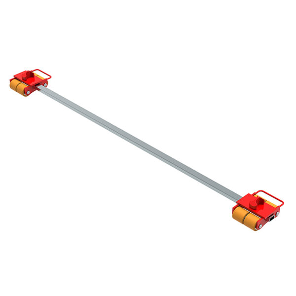 ECO-Skate® ISOCON IC60D & IC60S: Red/yellow machine skates with metal bar for moving heavy loads.